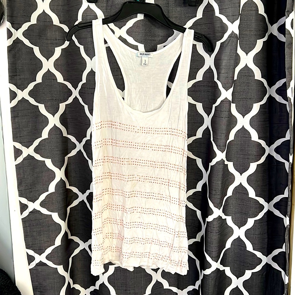White tank top with rose gold jewels